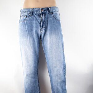 B. Tuff Jeans Medium Bootcut 32 (33 X 32) Men's Denim Jeans Medium Wash Zip Fly